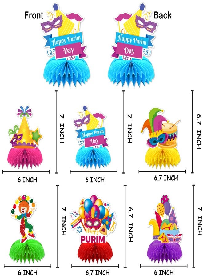 FSHANEE Happy Purim Honeycomb Centerpiece Party Decoration Purim Table Toppers Jewish Holiday Party Honeycomb Desk Toppers Party Supplies Purim Honeycomb Table Centerpieces Party Favors - 6 Counts - Image 2